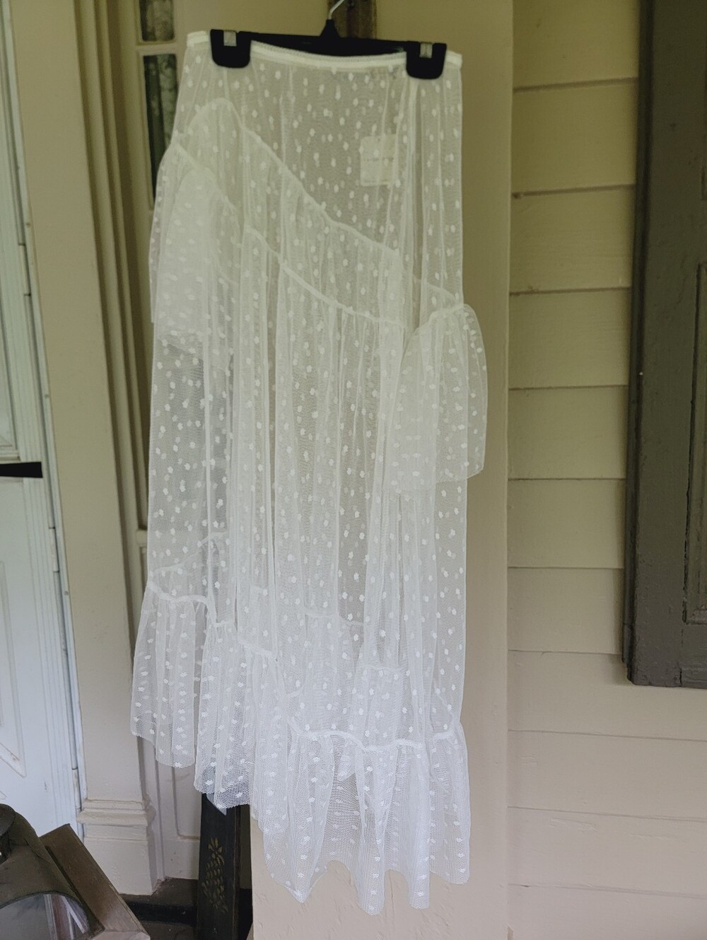 Free People Run Wild White Polka Swiss Dot Ruffled Half Slip Skirt Nwt Sz M - Picture 6 of 11